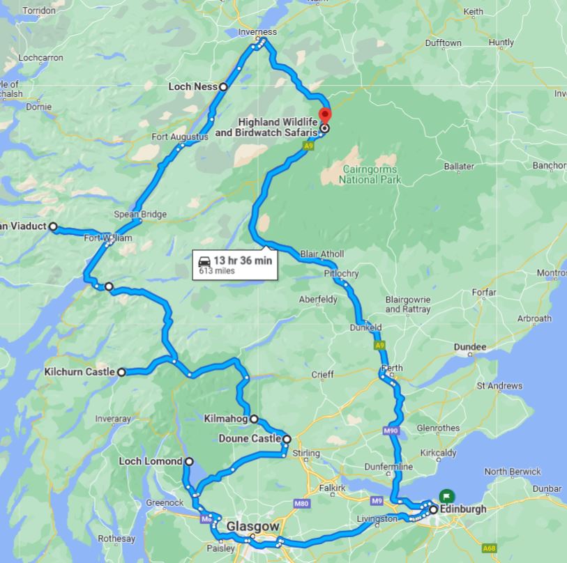 Scozia del Nord, Itinerario di viaggio verso le Highlads